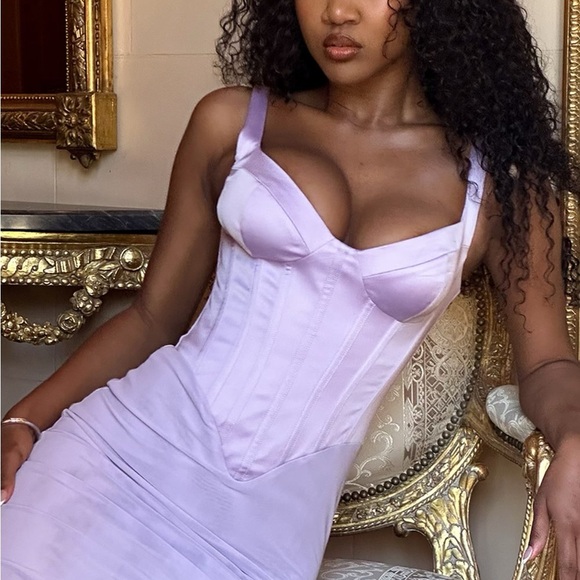 House of CB Breeze Orchid Satin Corset Maxi Dress - Picture 10 of 16